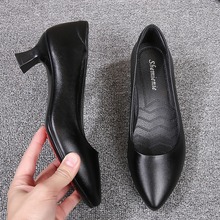 【8120人收藏】真皮空姐工作鞋女黑色职业鞋工装鞋正装女士皮鞋面