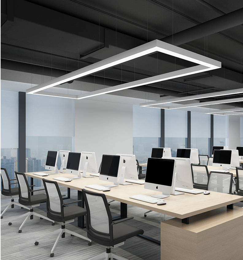 led吊灯定制展厅商场工业风灯前台无缝拼接长方形办公室回字型灯