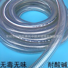 无毒无味优质PVC透明钢丝软管 红蓝白边PVC增强钢丝管 食品级软管