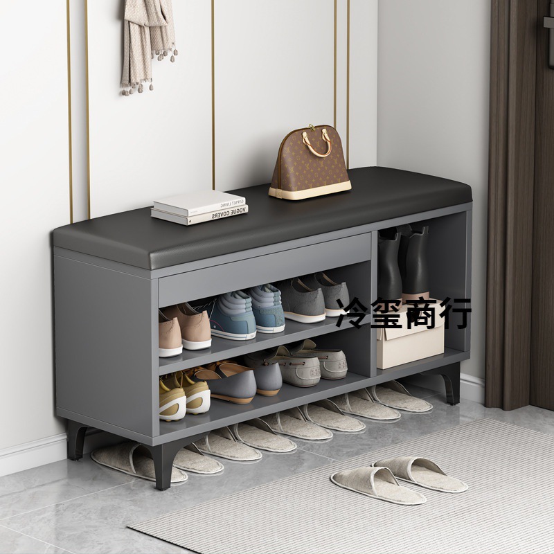 lx鞋架凳子一体简易家用门口可坐鞋柜式软包换鞋凳意式高级感鞋架