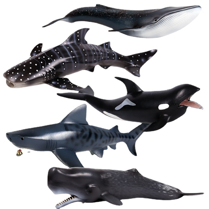 Children's Toy Simulation Marine Animal Submarine Creature Model Great White Shark Shark Dolphin Megalodon Killer Whale Blue Whale