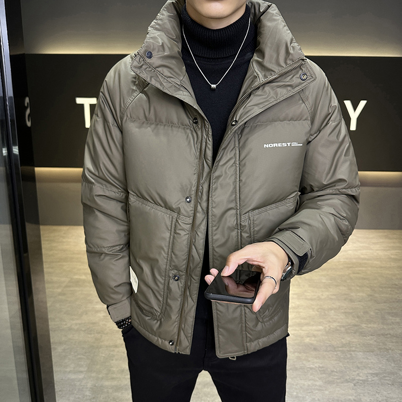 100%聚酯纤维 店主风 2023冬装新款短款立领羽绒服男大码c23-阿里巴巴