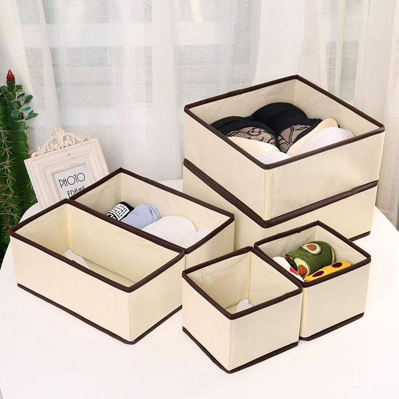 内衣收纳盒六件套无纺布多格文胸内裤袜子收纳盒家用分格收纳箱