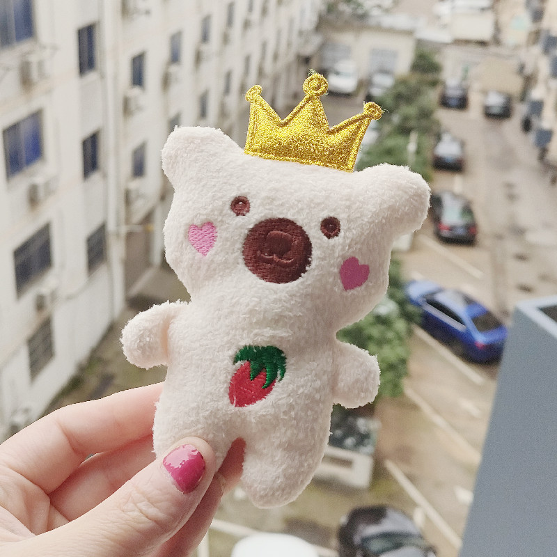 Factory Wholesale Cute Girl Heart Three-Dimensional Plush Doll Crown Blush Bear Pendant Bag Key Sweetheart Bear