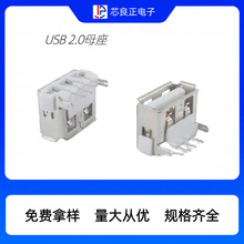 USB2.0母座 AF180度/90度 10.0 有边  直脚 白铁 连接器接口