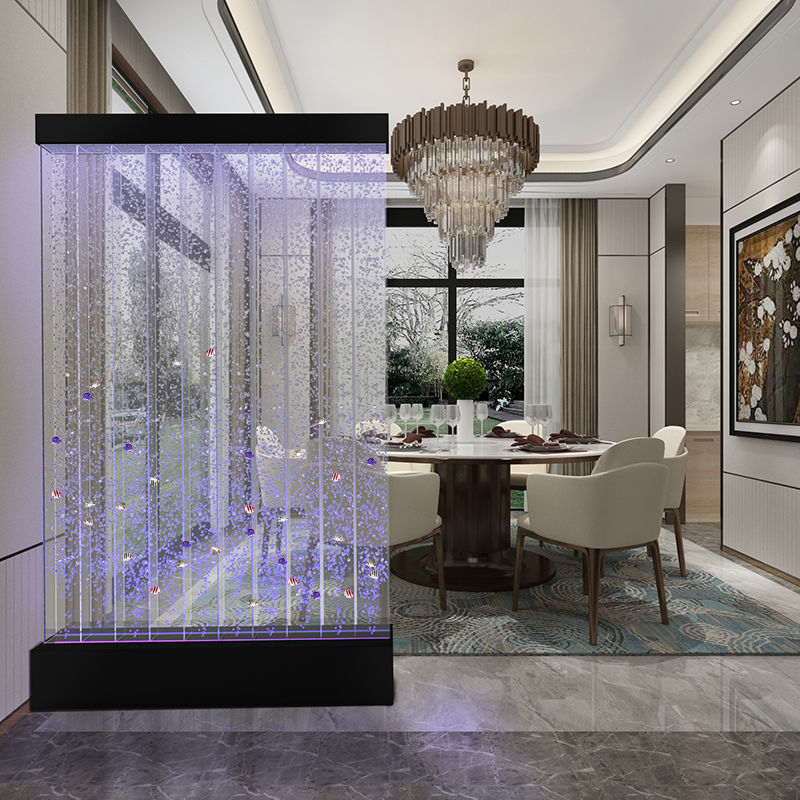 Water Curtain Wall Living Room Partition Screens Flowing Water Entrance Cabinet Bubble Wall LED Luminous Multi-Color Double-Sided Wine Cabinet