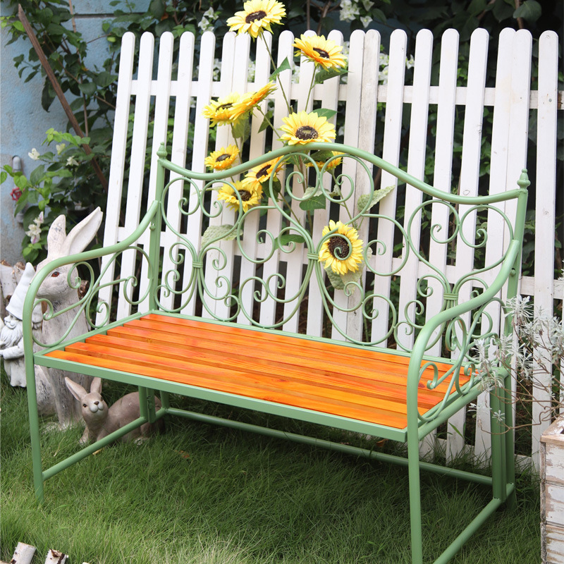 铁艺公园椅实木椅子靠背休闲椅双人座椅美式庭院桌椅套件户外桌椅