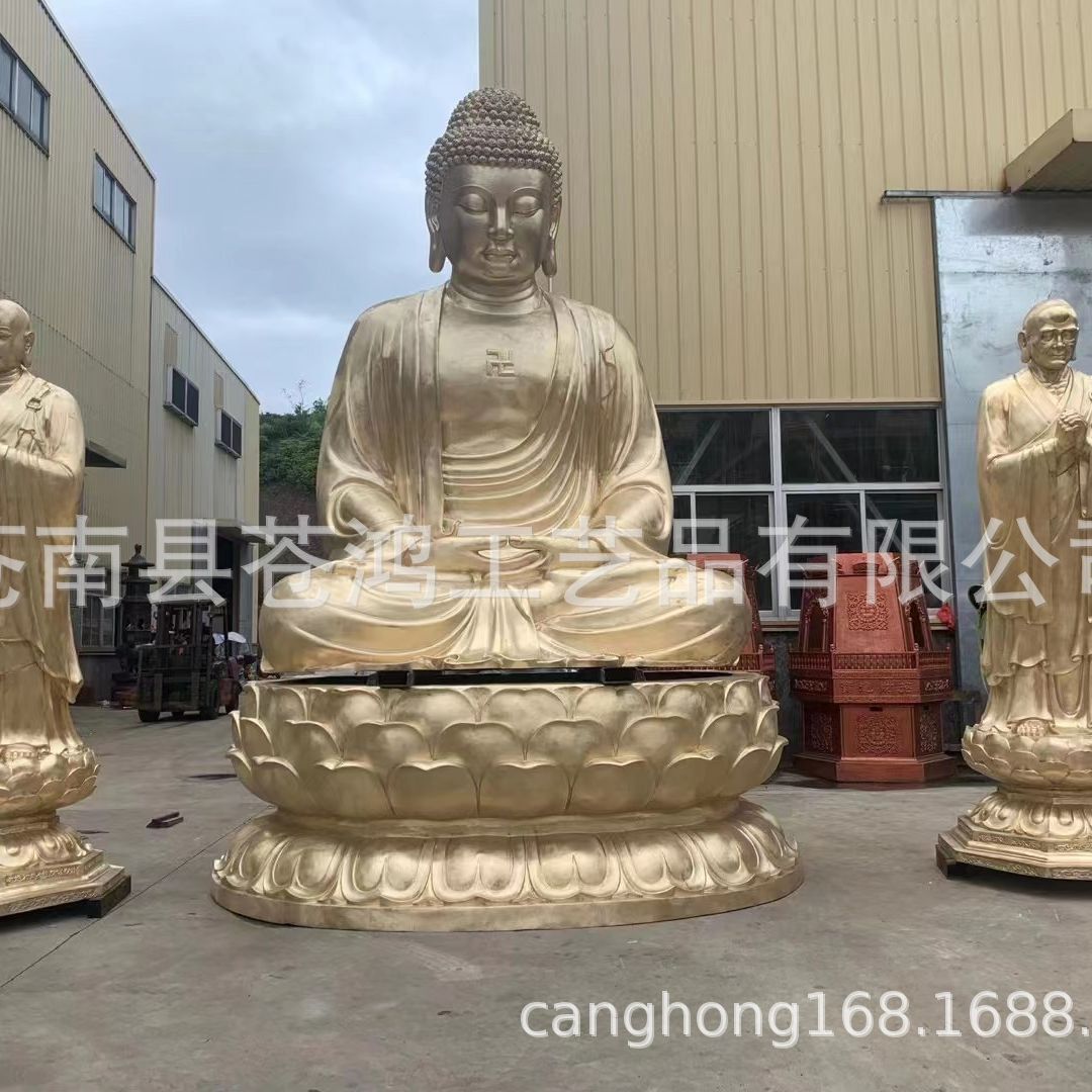 释迦摩尼佛铜佛像 铸铜如来佛铜佛像 纯铜彩绘铜塑像摆件寺庙雕塑