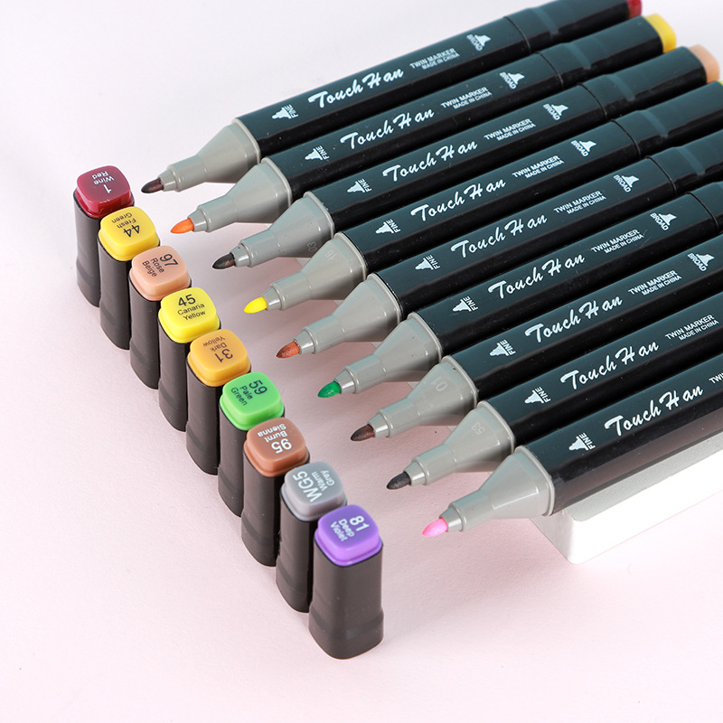 Color Pencil Double-Headed Oily Marker Package Full Set Watercolor Pen Student Drawing Double-Headed Marking Pen 36 Colors