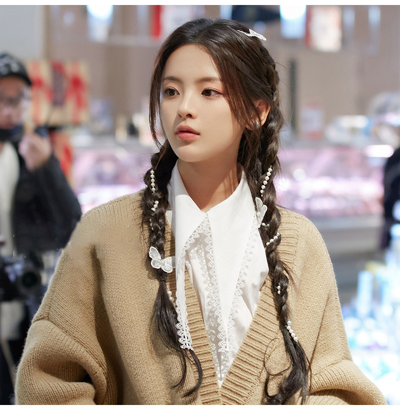 杨超越同款珍珠发饰流苏发链条发夹网红编发发带蝴蝶夹子头饰发卡