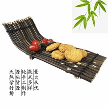 紫竹翘头竹排茶配件牛肉盘竹茶盘日式料理刺身配件 船排 茶道托盘