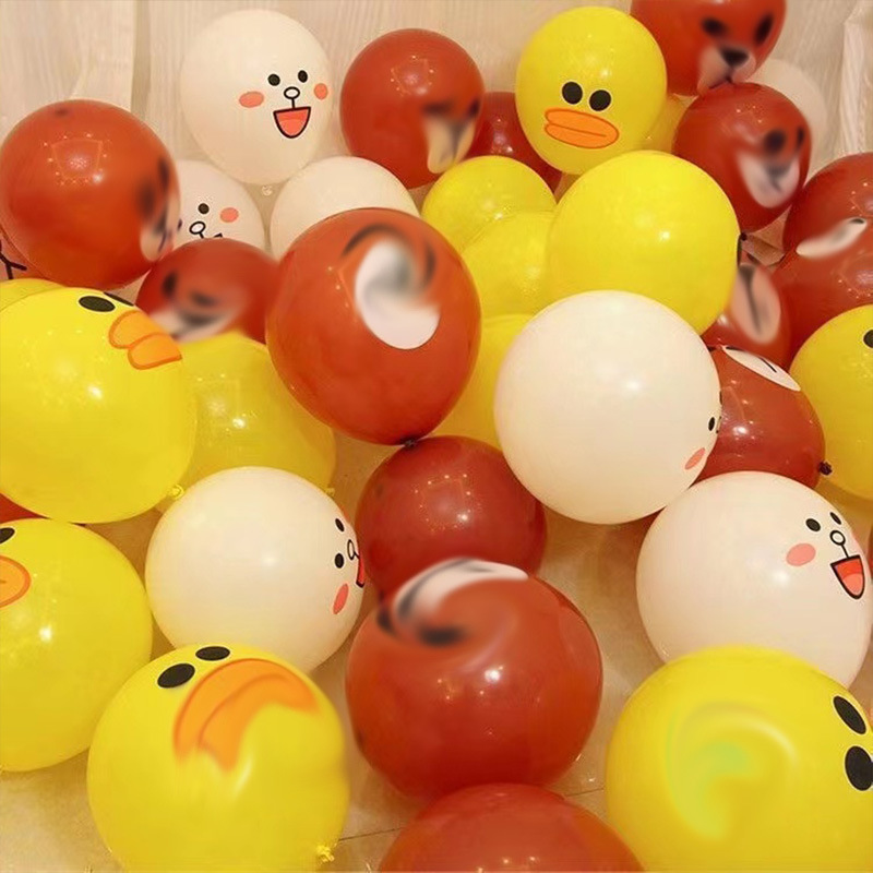 12寸加厚印花动物卡通造型小鸭子小兔子小黄鸭气球微商地推小礼品
