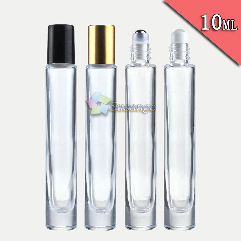 滚珠瓶 10ml厚底香水瓶 透明圆形滚珠瓶精油分装小样瓶玻璃走珠瓶