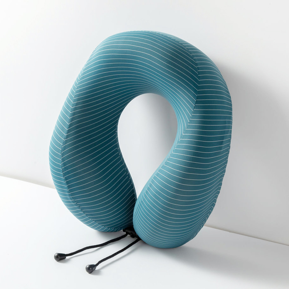 Summer Stripes U-Shaped Neck Pillow Removable and Washable Slow Rebound Memory Foam Business Portable Storage Office Siesta Pillow