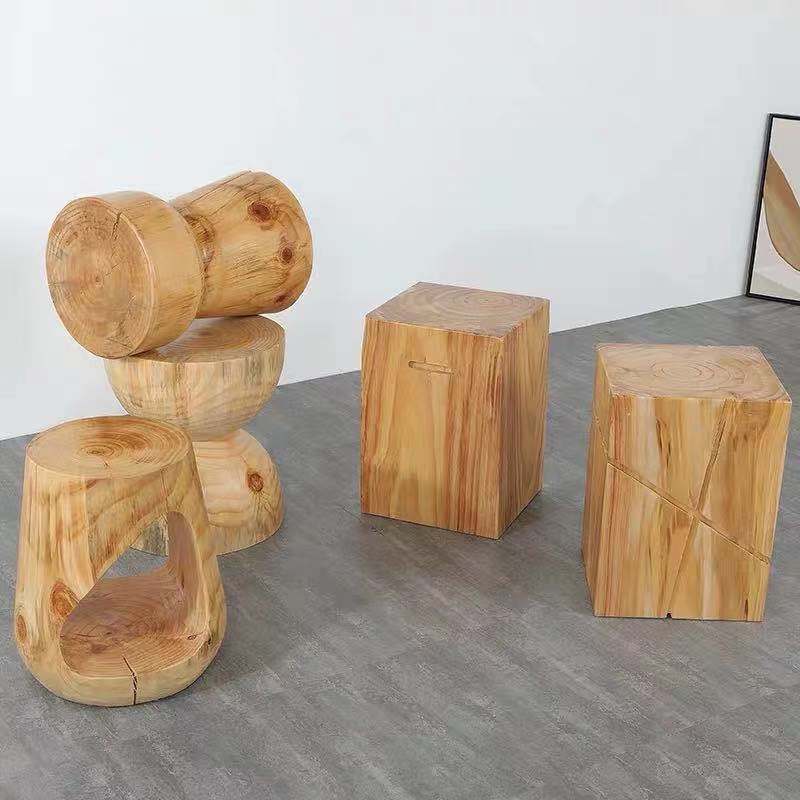 木墩墩子原木凳子酒店摆件边几茶几圆凳创意根树桩角几