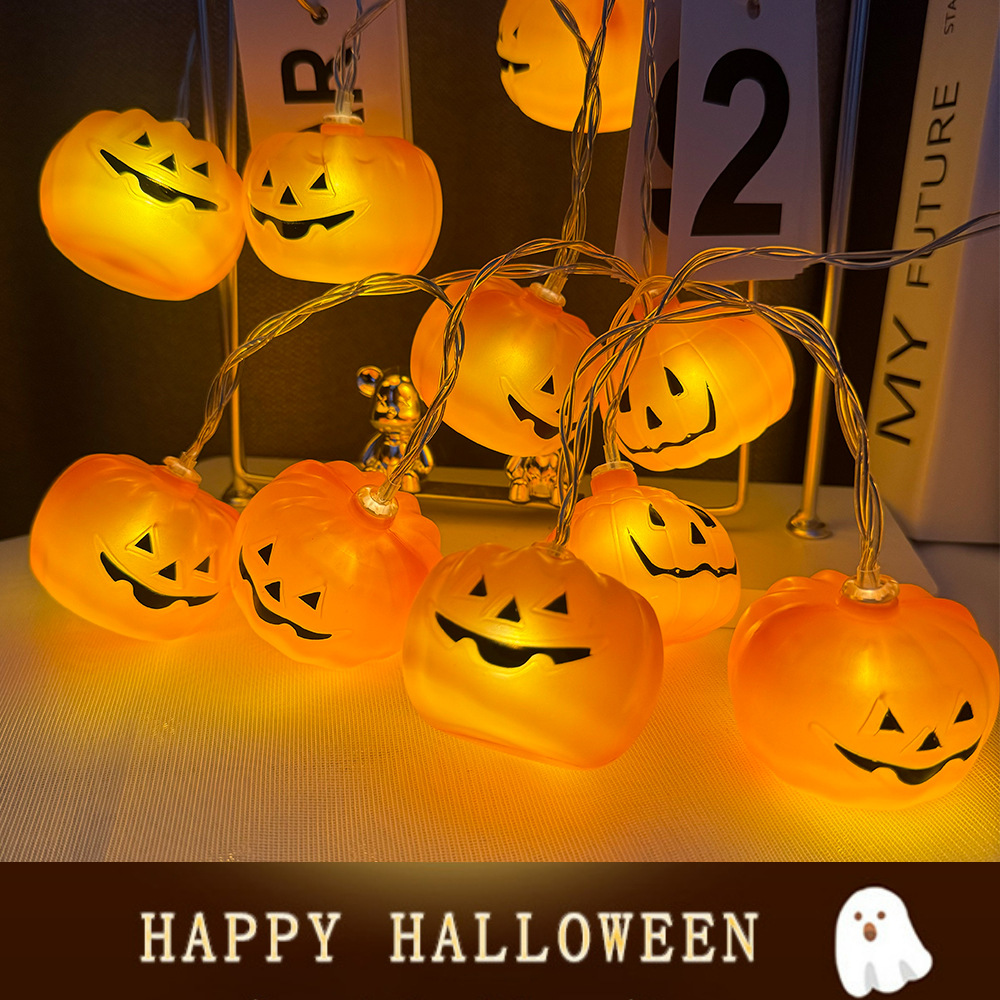 Cross-Border Halloween Lighting Chain Ghost Skull Series Halloween Pumpkin Lamp Battery Box String Lights Lighting Chain Horror Costume