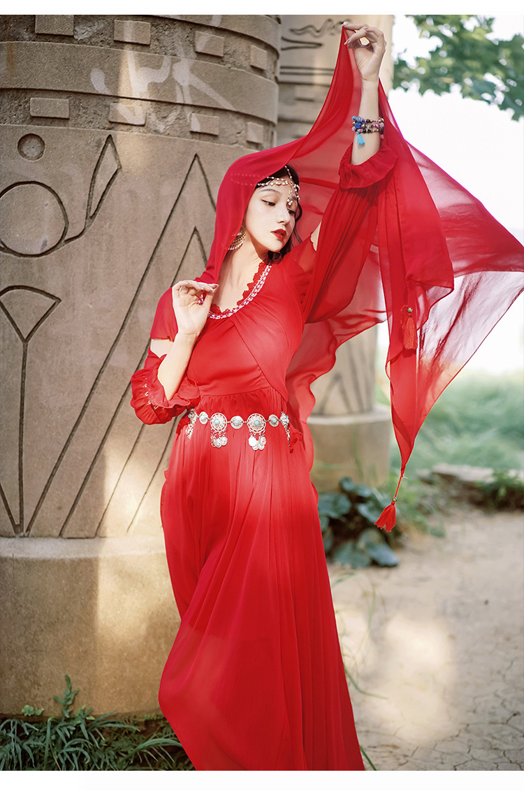 敦煌异域风情印度新疆民族风女装西域公主连衣裙沙漠拍照衣服