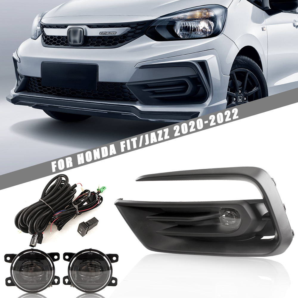 适用本田20-21四代新飞度前雾灯总成低配改装加装led前杠灯防雾灯