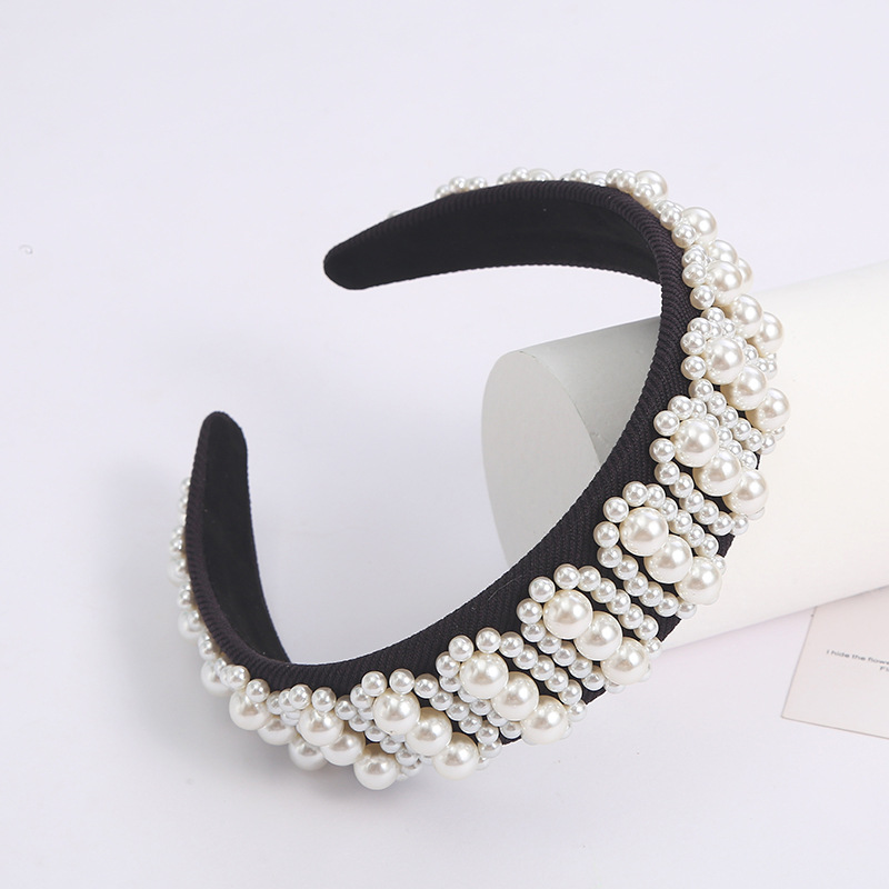 European and American Fashion Cross-Border Pearl Diamond Headband Fresh Sweet Style Headband High Sense Hair Accessories Hair Band Wholesale