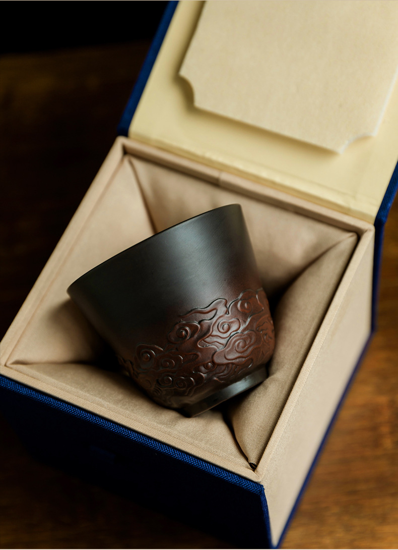 紫砂主人杯子男士个人茶盏建水紫陶品茗杯大号单个喝茶碗功夫茶具