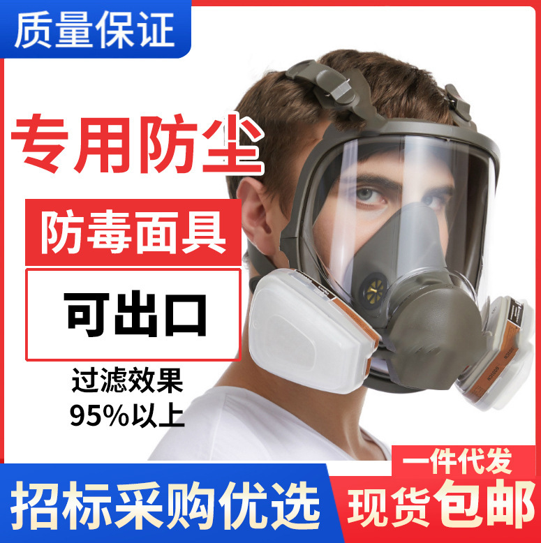 防毒面具6800喷漆防粉尘TPE农药化工呼吸阀全面屏整套