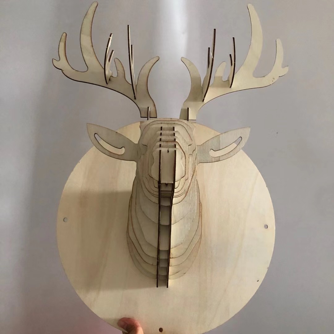 手工diy立体鹿角鹿头3d手工课程diy材料