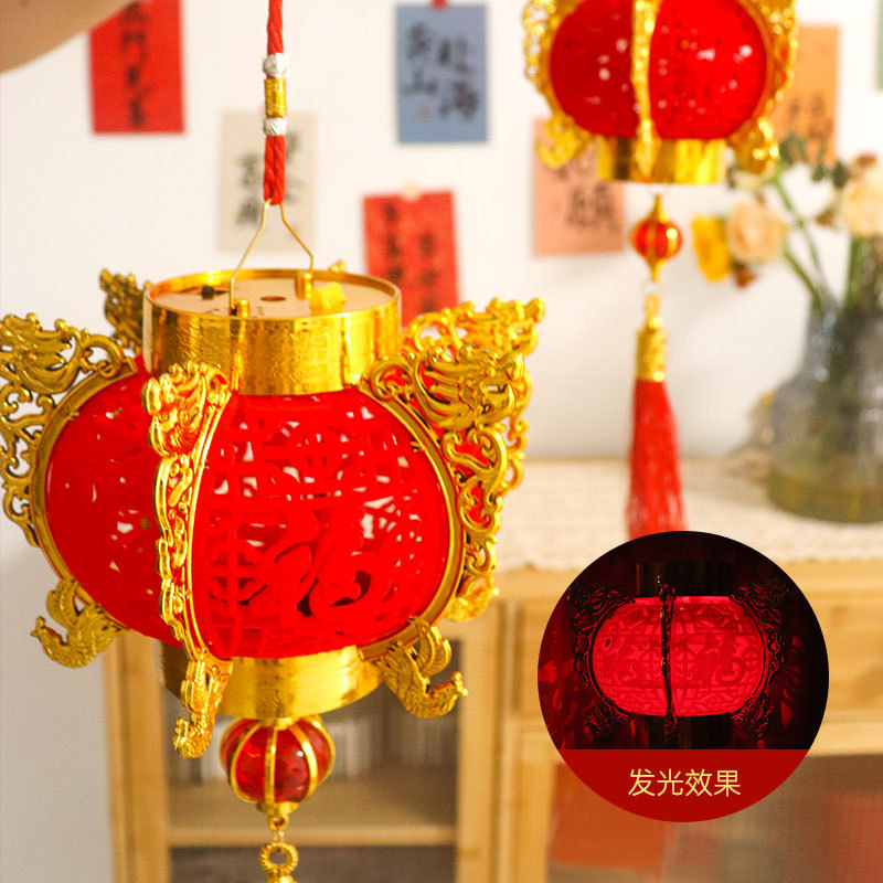 2024 New Spring Festival Lantern Dragon Pendant Festive Lantern Temple Fair Luminous Portable Traditional Decoration GD Flocking