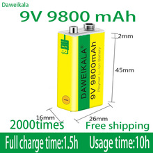 2023年新款 9V 9800mAh 锂离子可充电电池微型 USB 电池 9 伏锂电