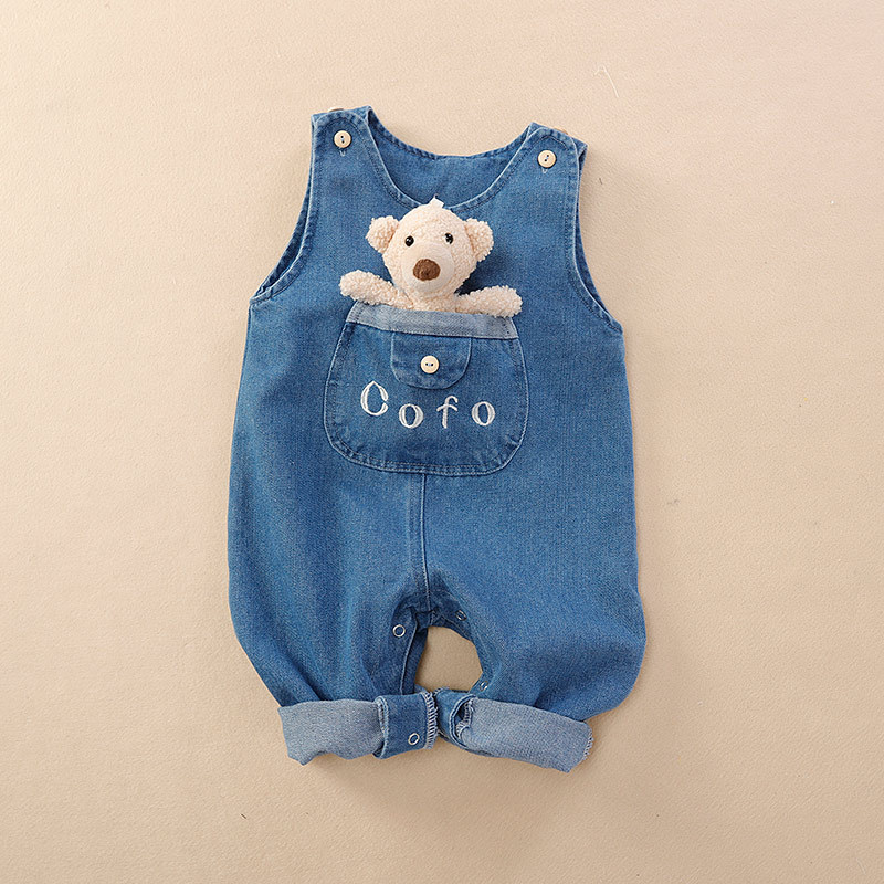 Baby Overalls Suit Spring and Autumn New Western Style Outerwear Jeans Baby Sleeveless Jumpsuit Outerwear Baby Clothes