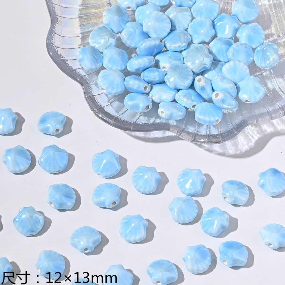 Blue Color Ceramic Beads Japanese-Style Comely and Cute Squares round Beads DIY Handmade Jewelry Accessories Bracelet Material