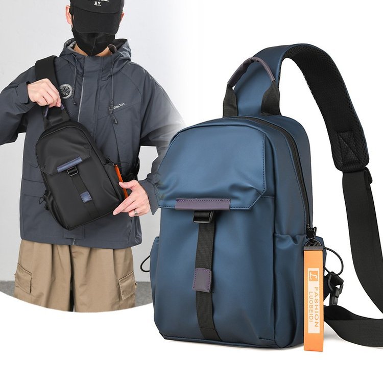 时尚斜挎包男士胸包大容量轻便防水骑行胸前小背包休闲单肩包男包