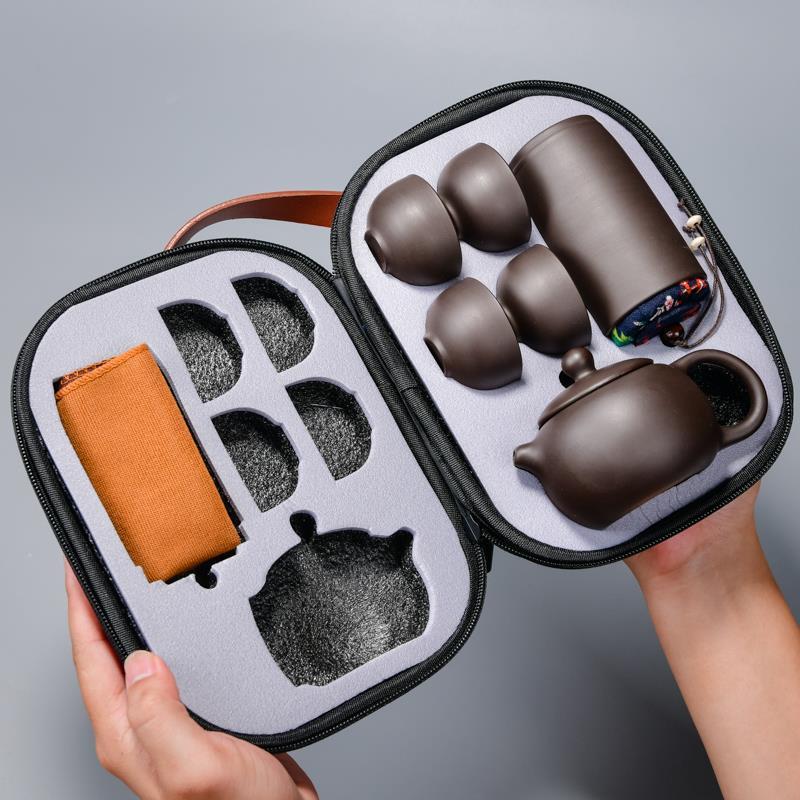 紫砂旅行茶具套装便携一壶四杯快客杯收纳包功夫户外茶壶旅行茶器