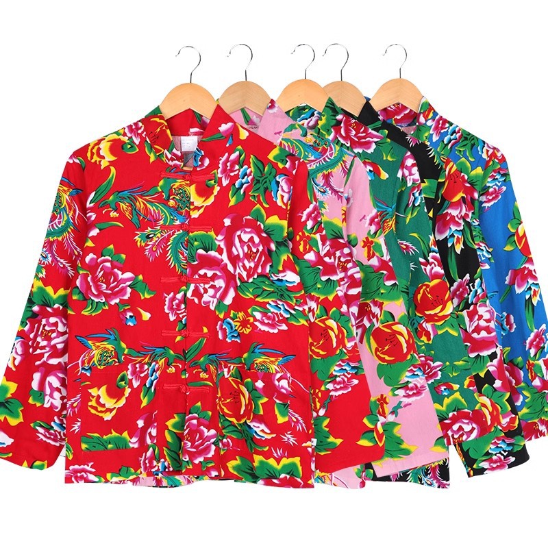 东北大花布衣服复古搞笑姐妹装广场舞蹈秧歌服伴娘网红年会演出泛