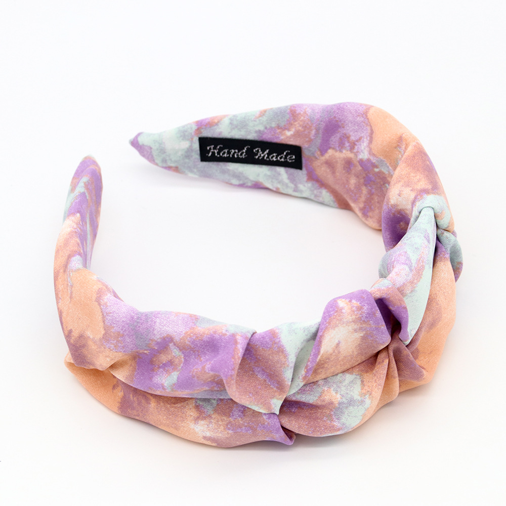 跨境专供韩版新款扎染云朵褶皱布艺发箍简约高档头箍防滑百搭头饰