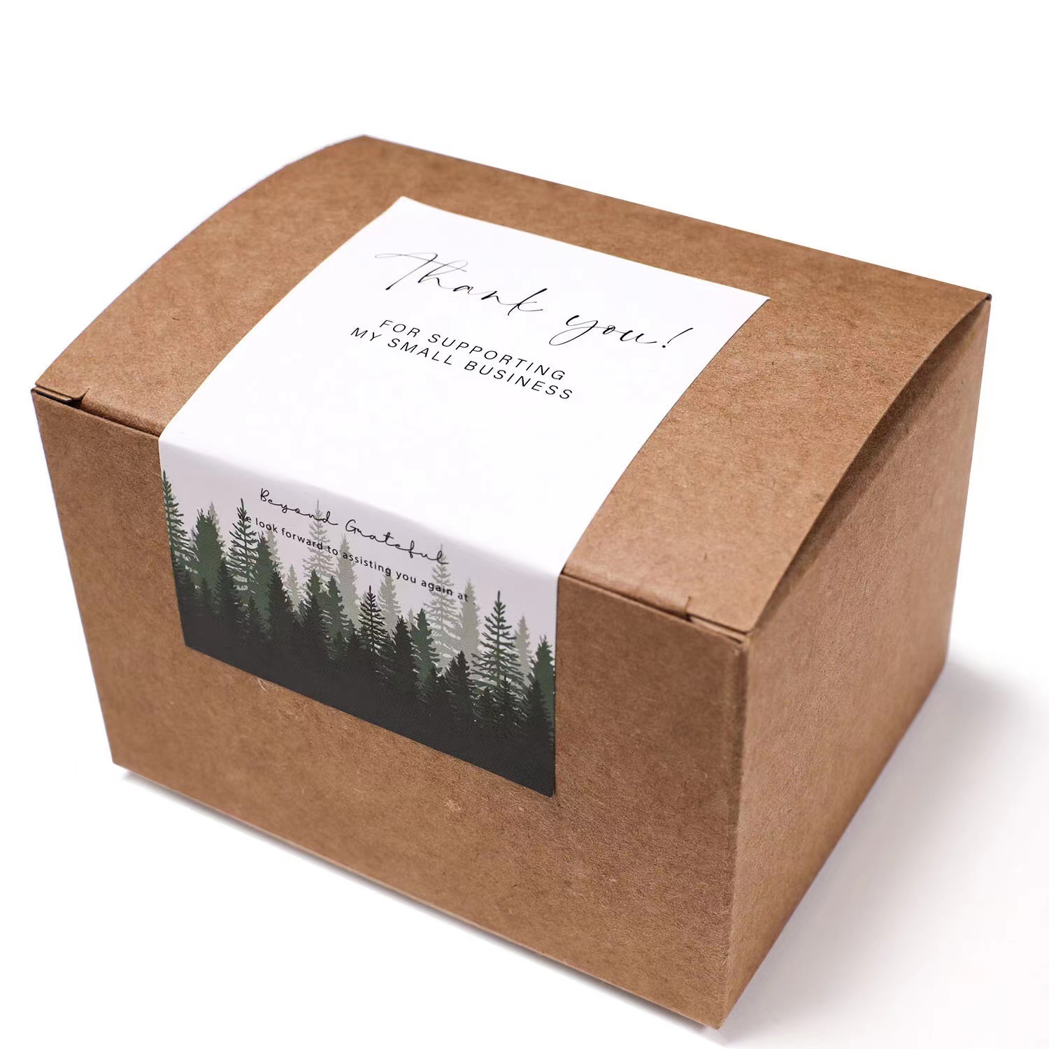 50贴/包森林系列长方形贴纸礼盒密封贴不干胶铜版纸标签包装用品