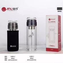 金力909号水晶茶水分离玻璃杯 高硼硅玻璃便携玻璃茶杯可定logo