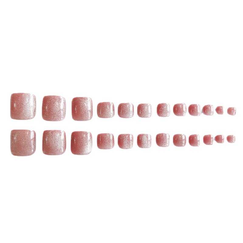 Strict Selection of Ankle Nail Manicure Finished Detachable Wearable Nail Piece Peach Blossom Pink Crystal Stone White Toe Fake Nail Sticker