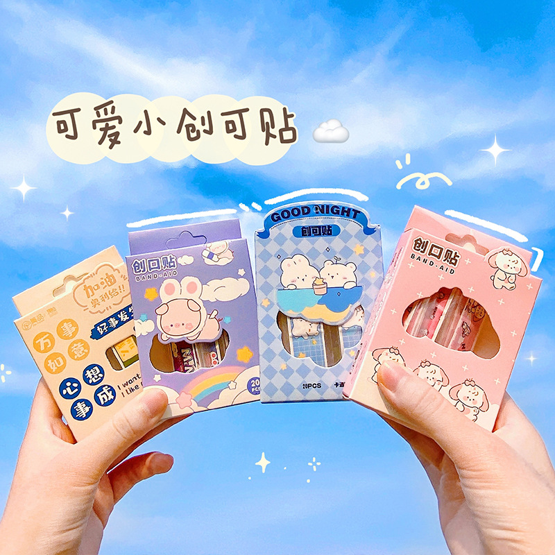 korean cute waterproof band-aid cartoon good-looking breathable student girl heart hemostatic bandage large boxed wholesale