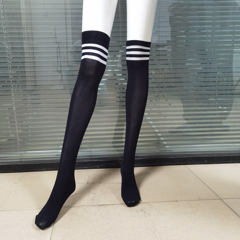 情趣丝袜三道杠条纹过膝丝袜长筒丝袜大腿袜黑丝诱惑一件代发5197