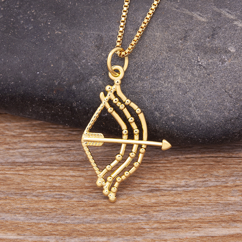 两款复古时尚创意吊坠 潮流百搭丘比特之箭 铜镀18k真金爱情项链
