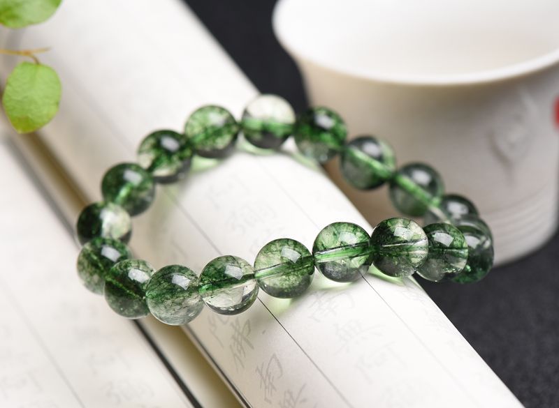 点爵珠宝 厂供3a绿幽灵爆花晶手链 男女款白水晶爆花首饰串珠批发