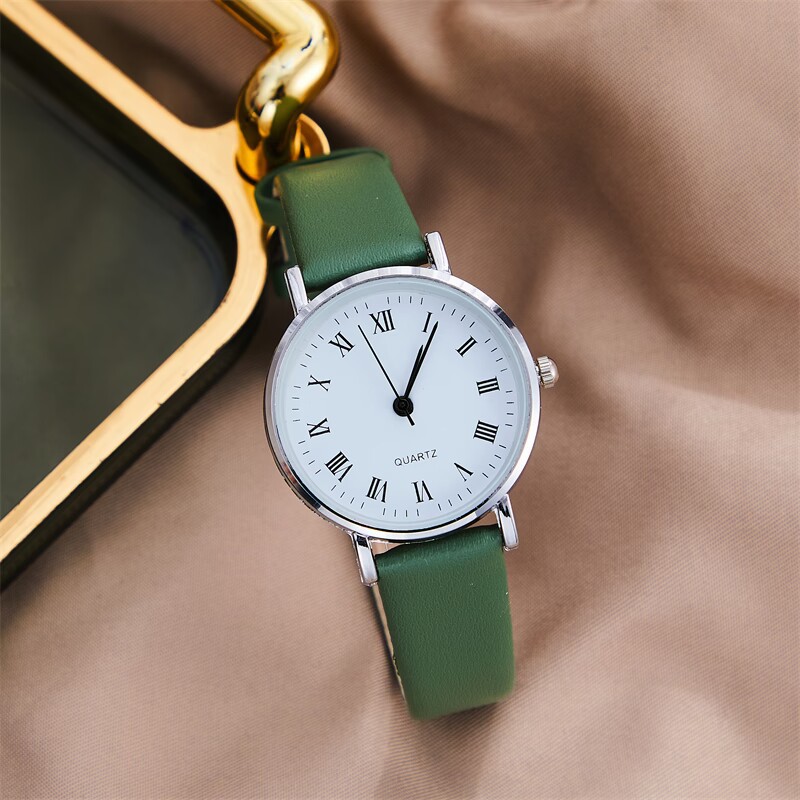 Cross-Border New Arrival Korean Style Simple Fashion Women's Belt Watch Roman Digital Scale Student Quartz Watch Wholesale