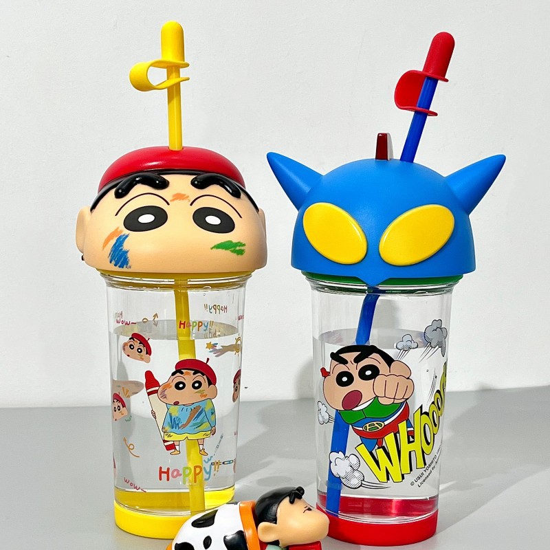 Crayon Xiaoxin Water Cup Cartoon Female Good-looking Tritan Cute Student Straw Portable Plastic Cup Office