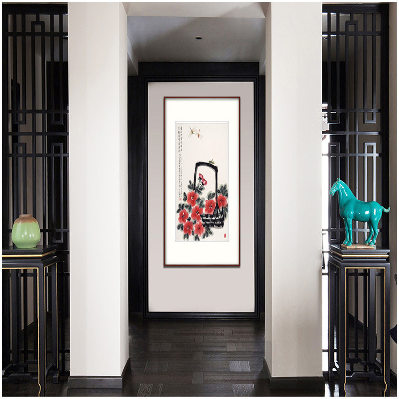Living Room Entrance Flowers and Birds Guan Shanyue Hanging Painting Wholesale Giclee Modern Decorative Picture Celebrity Calligraphy and Painting Single Connection Painting Core