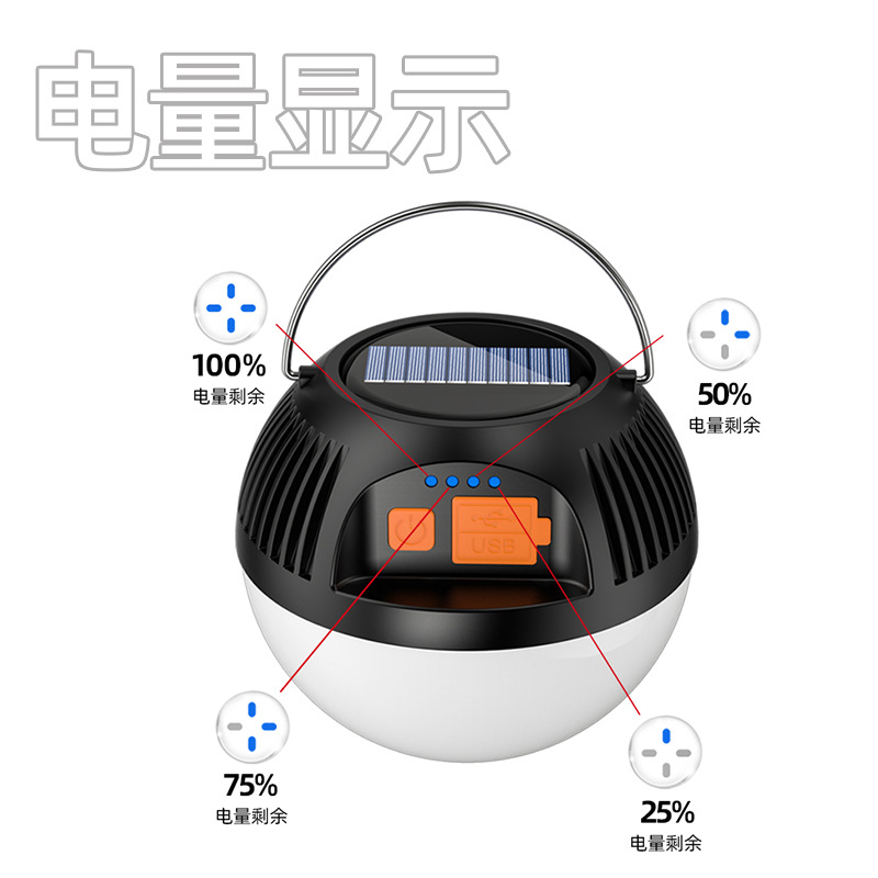 New Solar LED Outdoor Light Camping Portable Tent Light USB Charging Atmosphere Mushroom Lamp Camping Lantern