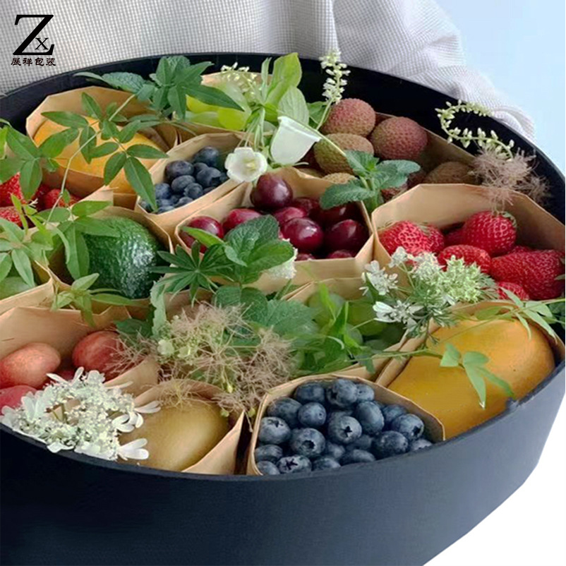 99朵开窗圆形鲜花水果礼盒双层纸板带防水槽圣诞平安果空盒子包邮