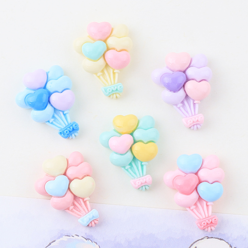 Colored Loving Heart Balloon DIY Cream Glue Homemade Phone Case Material Refridgerator Magnets Ornament Resin Accessories Wholesale