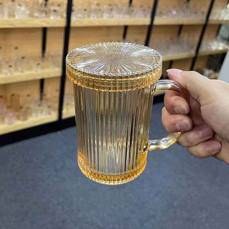 Vertical Stripe Glass Mug Drinking Cup