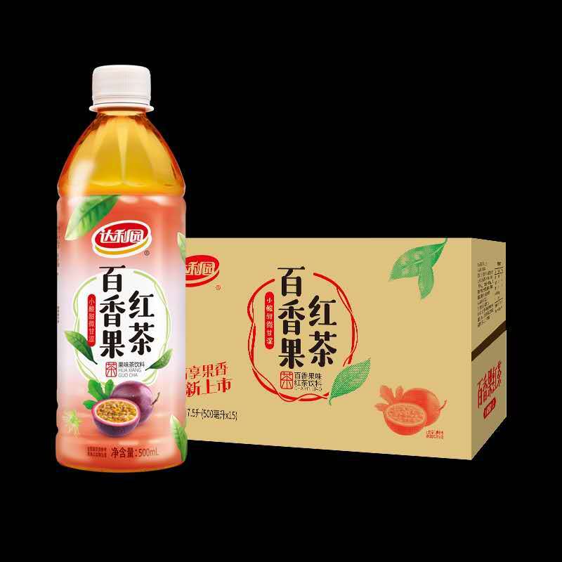 达利园百香果红茶500ml*8瓶 酸甜透果香甘醇好茶味饮料箱装包邮