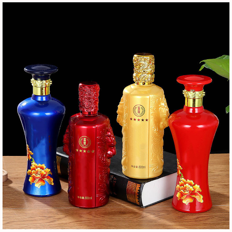 白酒瓶批发一斤装高档礼盒套装全套晶白料密封酒瓶空酒瓶可定logo